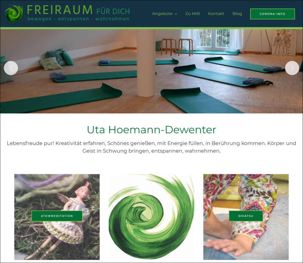 Freiraum für Dich - Uta Hoemann-Dewenter - Bewegung, Entspannung, Massagen, Shiatsu, Stone-Massage, Raindrop